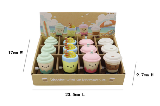 Wooden Wind Up Beverage Cup (Box of 12)