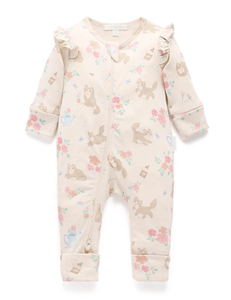 KITTEN Printed Zip Growsuit (size 000)