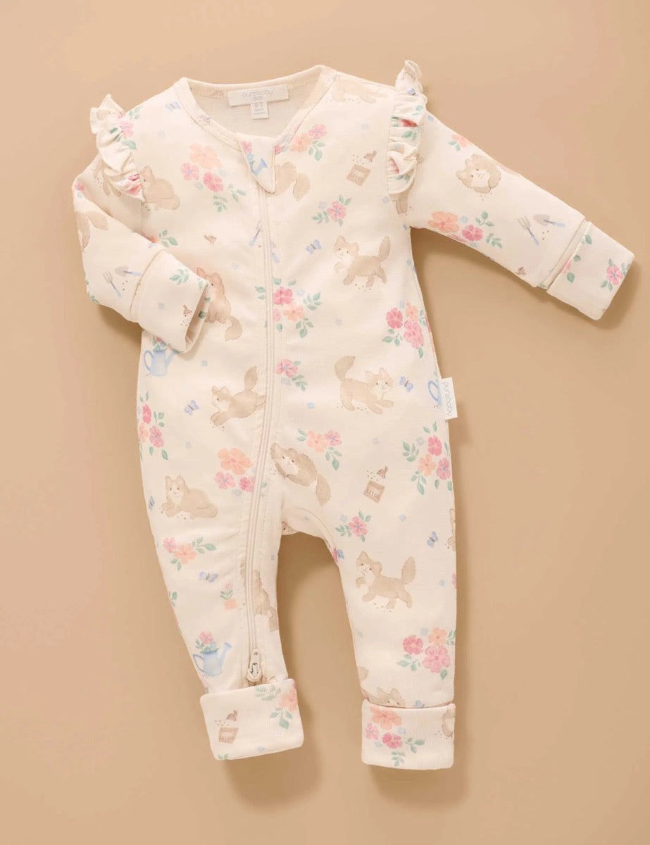 KITTEN Printed Zip Growsuit (size 000)