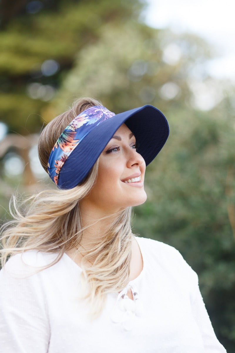 WIDE Navy Flamingo Visor (ONE SIZE)