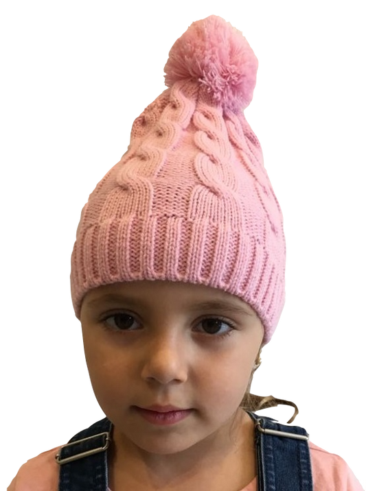 Pink Cable Knitted Hat