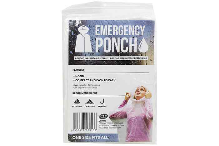 Disposable Poncho - Clear / One Size (Hooded)