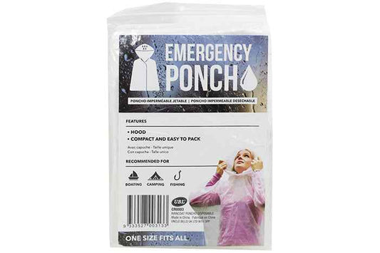 Disposable Poncho - Clear / One Size (Hooded)