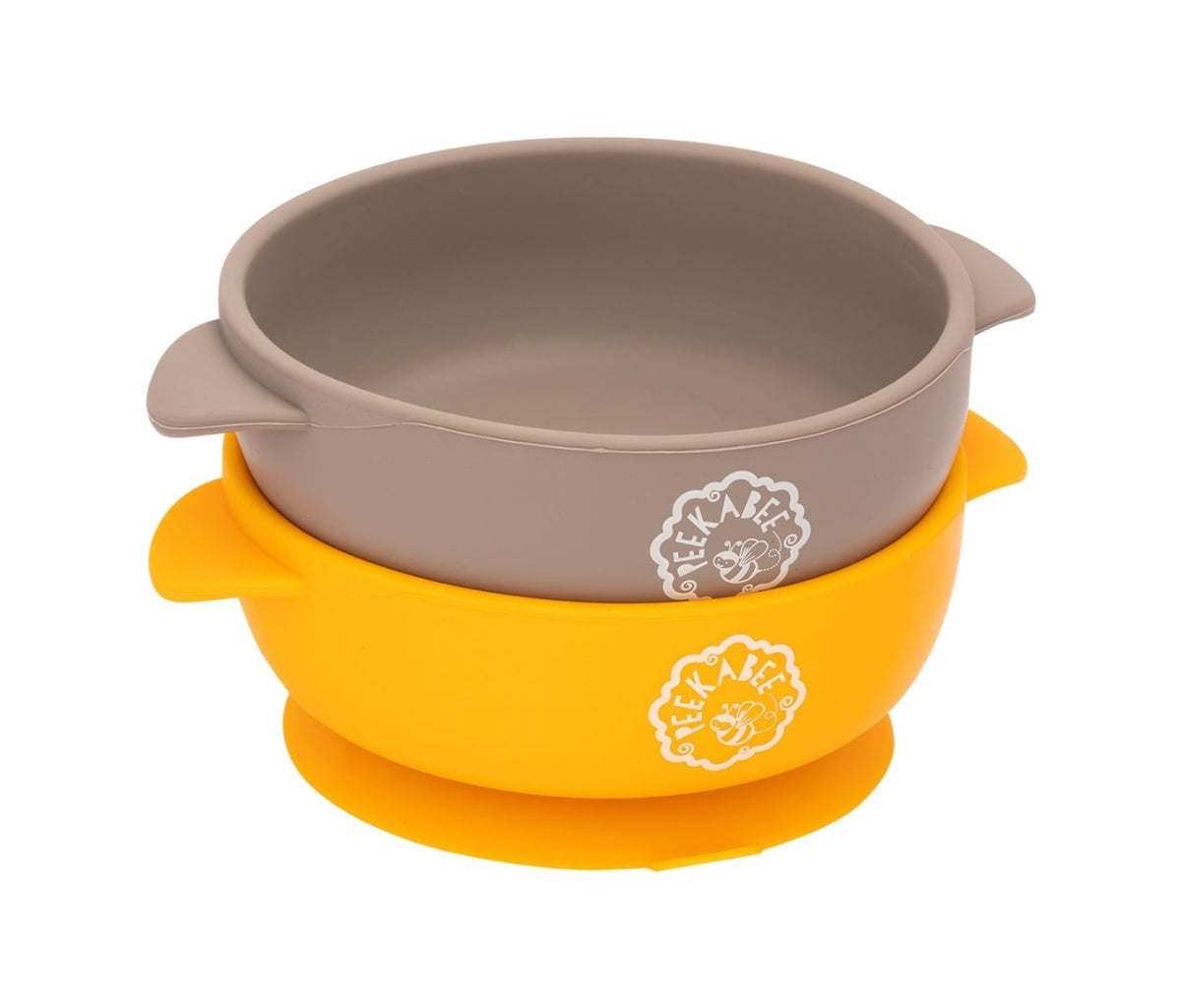 Silicone Baby Suction Bowls (Set of 2) - Yellow/Charcoal
