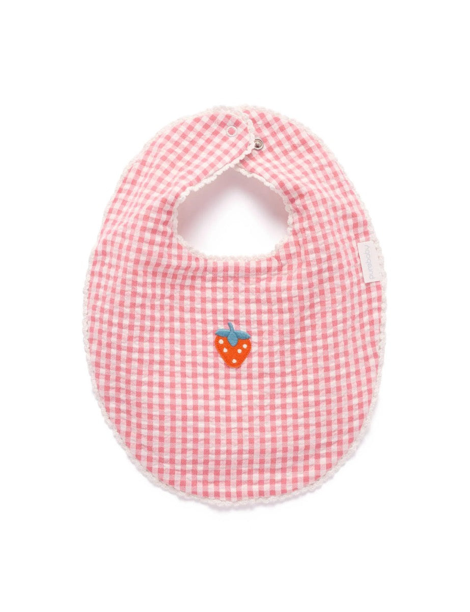 Strawberry Gingham Bib