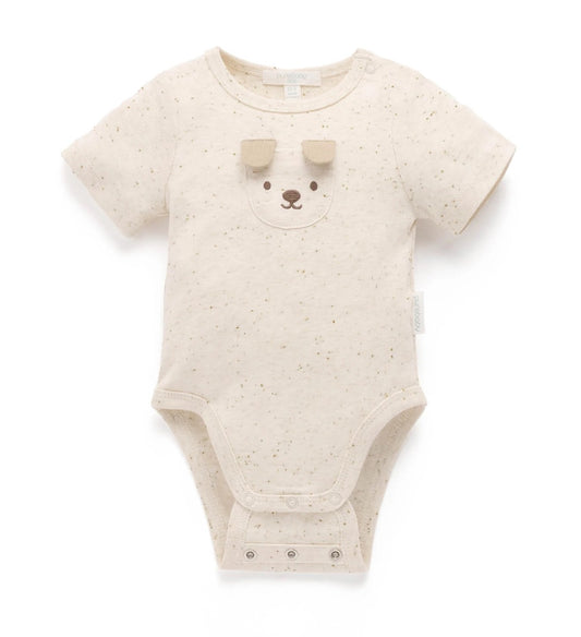 WHEAT Puppy Applique Bodysuit (000)