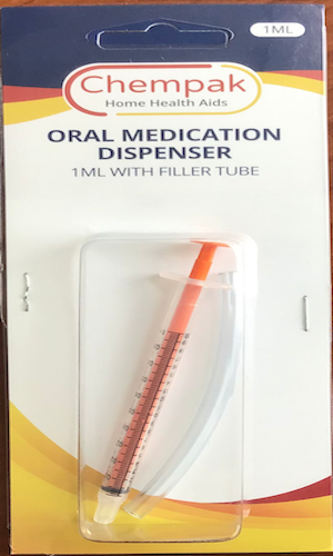1ml, Oral med dispenser with filler tube PS401