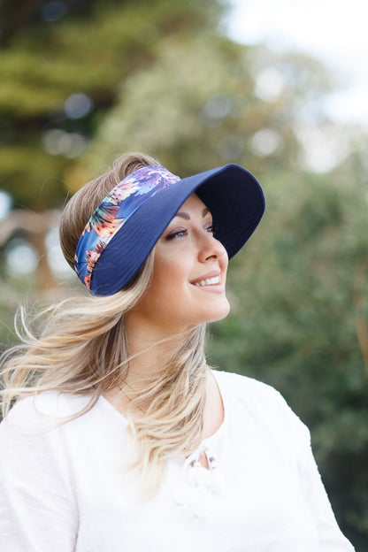 WIDE Navy Flamingo Visor (ONE SIZE)