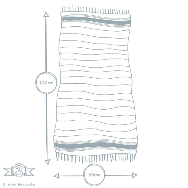 GREY 170x90, Turkish Beach Towel