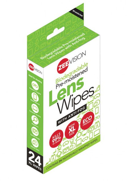 144 Biodegradable Pre-moistened ZEE VISION Lens Wipes with anti-fog (Box of 6)