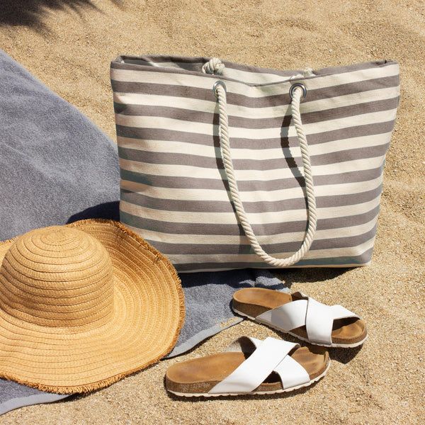 Striped canvas tote shop