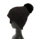 BLACK Lux Wool Blend Beanie with Pom