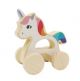 Box of 6, Wooden Wheelie Unicorn with Handle