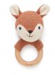 Knitted Fox rattle (1/5) with wooden handle, Purebaby