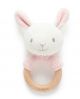 Knitted Bunny rattle (1/5) with wooden handle, Purebaby
